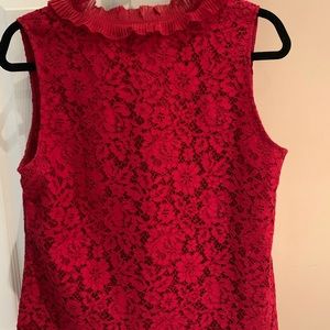 J crew red lace top